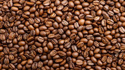 Fototapeta premium A close-up view of various roasted coffee beans, showcasing their rich brown color and unique textures.
