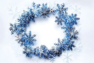 Frosty Blue Snowflake Background with Copy Space
