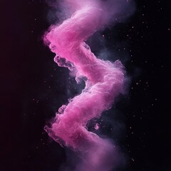 Pink dust spirals into a mystical spiral on a black background, creating an enchanting pattern