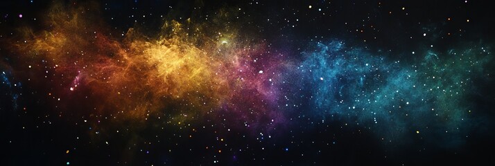 Fototapeta premium rainbow dust powder particles explosion, on black background for overlay