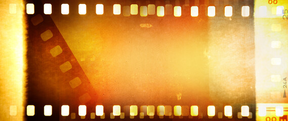 Film negatives orange brown background