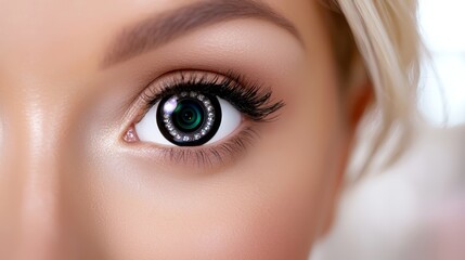 Obraz premium a close up of a woman's eye with long eyelashes