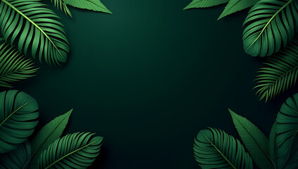 Tropical jungle leaves create a rich dark backdrop perfect for a banner or as a unique wallpaper design element._00004_