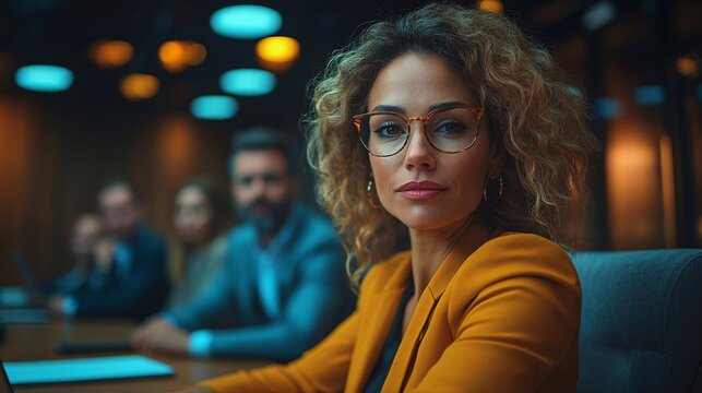 Team members strategizing in a modern conference room