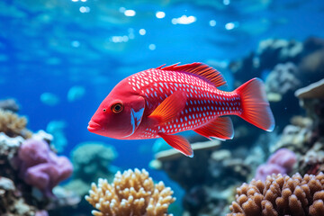 Fototapeta premium red fish close-up in sea underwater