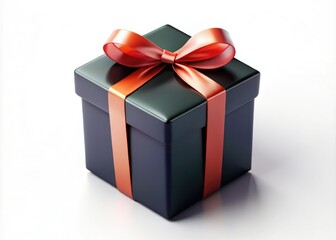 Fototapeta premium A sophisticated black gift box on a white background, exuding elegance and simplicity, perfect for holiday and celebration-themed designs and artwork.