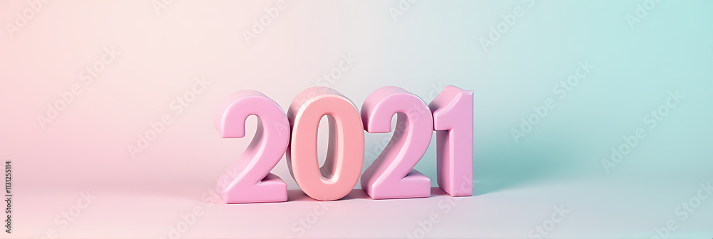 Aufkleber The year 2021 is displayed prominently on a soft pastel colored background creating a visually appealing effect._00003_
