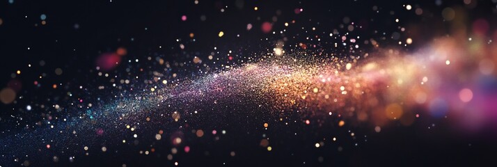 Obraz premium rainbow dust powder particles explosion, on black background for overlay