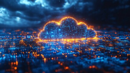Fototapeta premium Digital transformation concept with cloud computing and data analytics