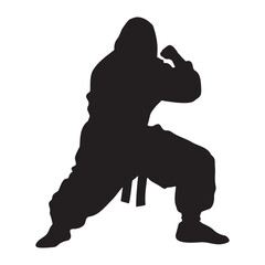A Martial Art Fighting Pose  Silhouette Vector Illustration