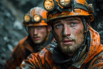 Underground mining work: miners in action