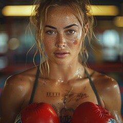 Determined woman boxer breaking stereotypes