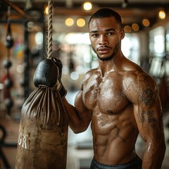 Shadowboxing session in a gym