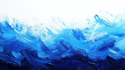 Fototapeta premium Abstract painting of ocean waves with vibrant blue and white colors.