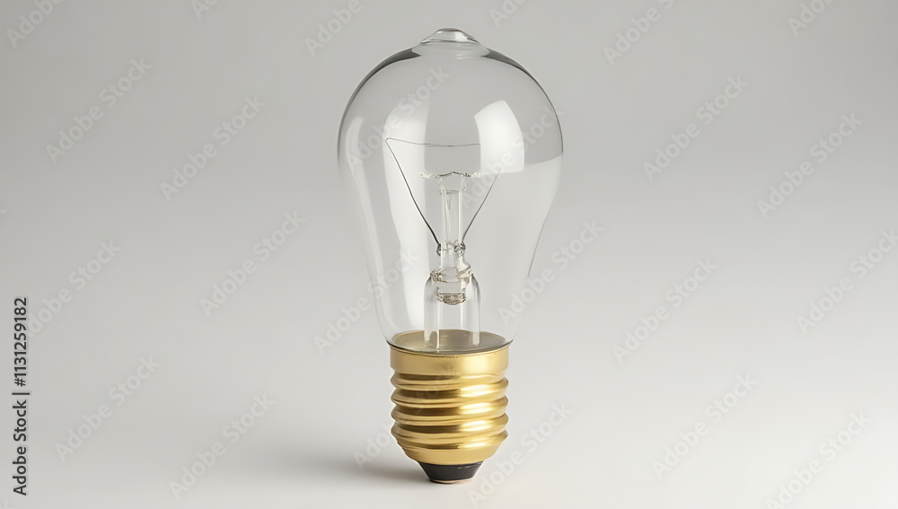 Poster the minimalist design features a small white and gold light bulb with transparent glass encasing its