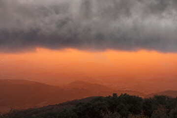Rioja alavesa view at sunset from above