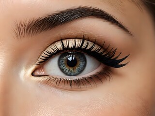 Obraz premium eye with makeup, focusing on the eyeliner and mascara