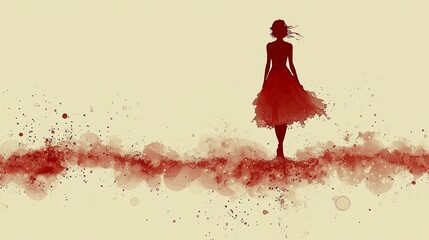 Fototapeta premium A woman in a red dress standing in the middle of a field
