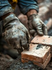 Professional builder using a cement and trowel during building a wall