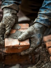 Professional builder using a cement and trowel during building a wall