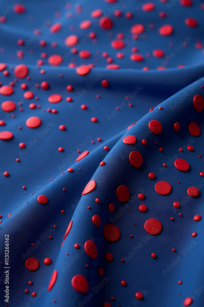 Leinwandbilder red dots on blue fabric create a decorative design used for key visuals in various marketing applica
