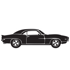 Vintage Classic Muscle Car Silhouette Vector Illustration