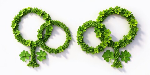A vibrant green four-leaf clover forms male and female gender symbols, symbolizing sustainability, nature, and the importance of gender equality in our world.
