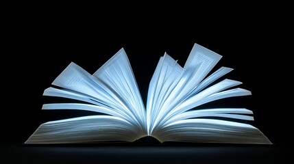 Naklejka premium Open book with glowing pages, symbolizing effective learning and education. The image captures the essence of creativity, imagination, and the power of reading to expand horizons