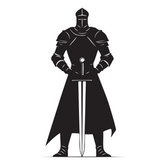 Fototapeta premium A Medieval Knight with a Long Sword Silhouette Vector Illustration
