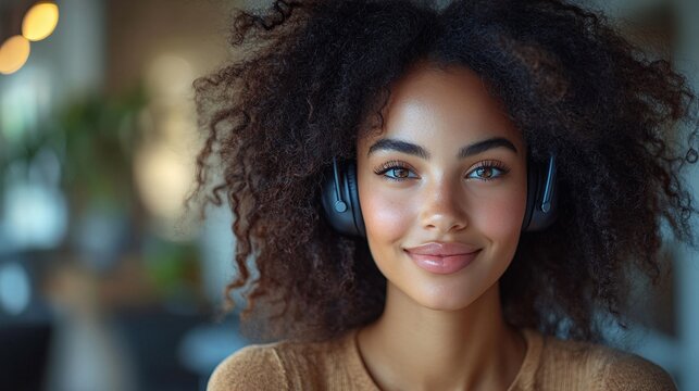 Professional woman with a headset against a plain background symbolizing customer support