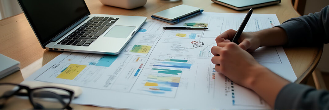 Generating new blog concept ideas at a desk requires focus and productivity to come up with something unique._00001_