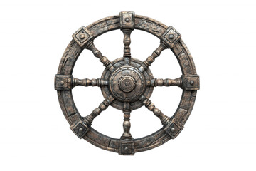 Obraz premium Vintage steering wheel, isolated on transparent or white background