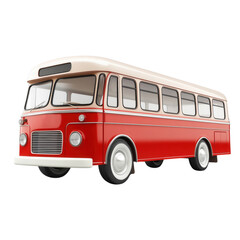 Vintage red bus with a classic design, isolated on transparent or white background