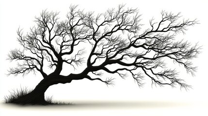 Obraz premium Silhouetted tree with intricate branches