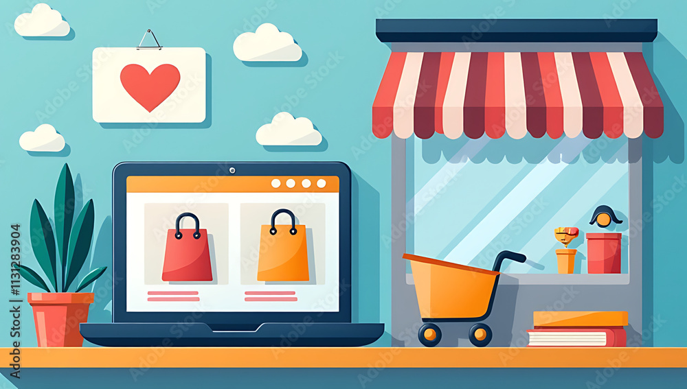 Poster Ecommerce platform combines a virtual storefront with an online shopping experience featuring a simple product display and checkout process._00003_