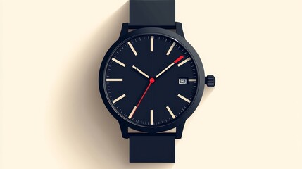 Minimalist black watch with date display