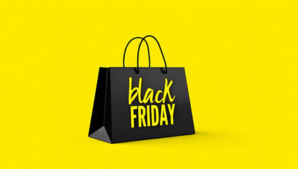 Concepts for a Black Friday festival feature bold graphics with text on a bright yellow background of a shopping bag design._00003_