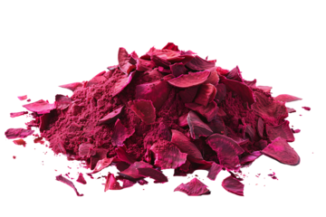 Pile of dried beetroot powder isolated on transparent background. high resolution PNG file