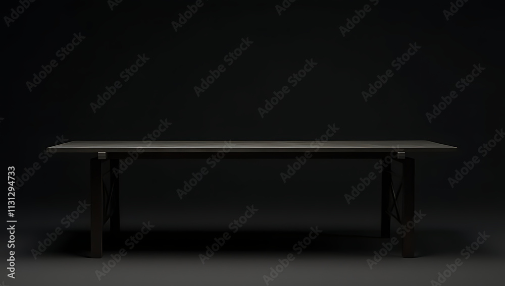 Poster Black background features a modern worktable with clean lines and minimalist design giving it an elegant appearance overall always._00002_