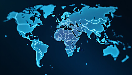 Naklejka premium Artificial intelligence technology improves work performance with globalization and advanced data analytics capabilities on a global scale._00002_