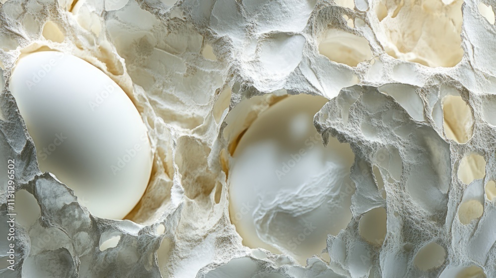 Aufkleber microscopic close-up of dried egg white texture showcasing intricate details on a grey background