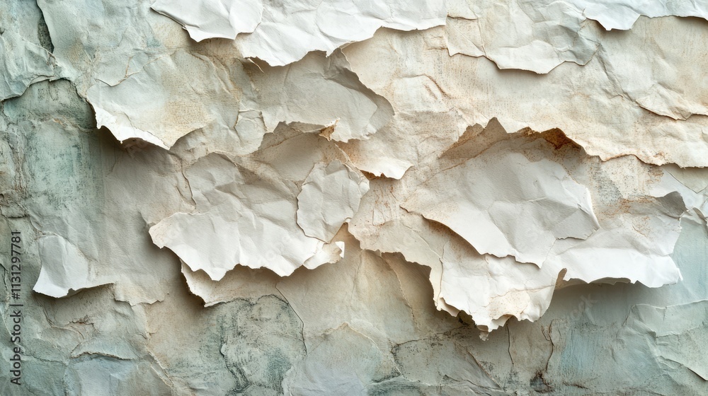 Poster Recycled paper texture background with crumpled and layered natural tones for eco-friendly design projects and creative uses.