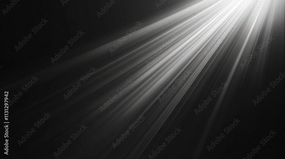 Poster monochrome light rays shining through dark sky creating dramatic atmosphere and contrast in black an