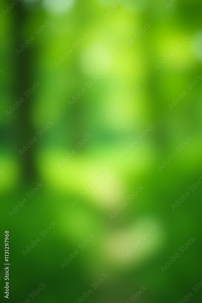 Aufkleber abstract green bokeh blurs into a serene tree garden background, creating a peaceful and natural aes