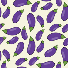 seamless pattern with purple eggplant