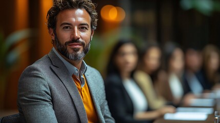 Fototapeta premium Business professional delivering presentation at corporate event