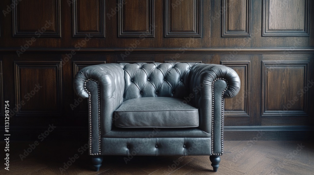 Canvas Prints Black leather chair on hardwood floor