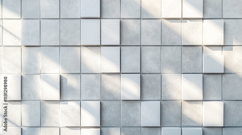 Poster modern abstract textured wall design with 3d cubes casting shadows for interior decor inspiration in