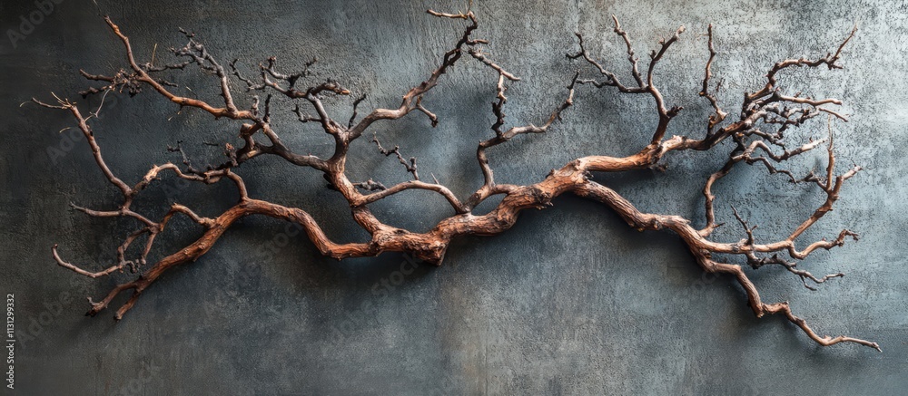 Aufkleber Unique artistic display of interconnected tree branches on textured backdrop Nature inspired decor concept