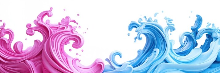 Fototapeta premium Playful Aquatic Sculpture: High-Coloured Cartoon Water Waves in Clay Style for Decorative Souvenirs